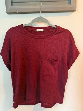 Les Amis Relaxed Short-Sleeve Pocket Tee in Burgundy by Lush